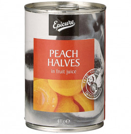 Epicure Peach Halves In Fruit Juice  Tin  411 grams